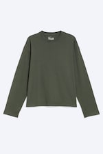 Mörkgrön - Långärmad T-shirt med lös boxig passform - 3