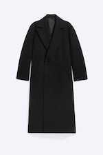 Schwarz - Zweireihiger Oversize-Mantel aus Wollmischung - 4