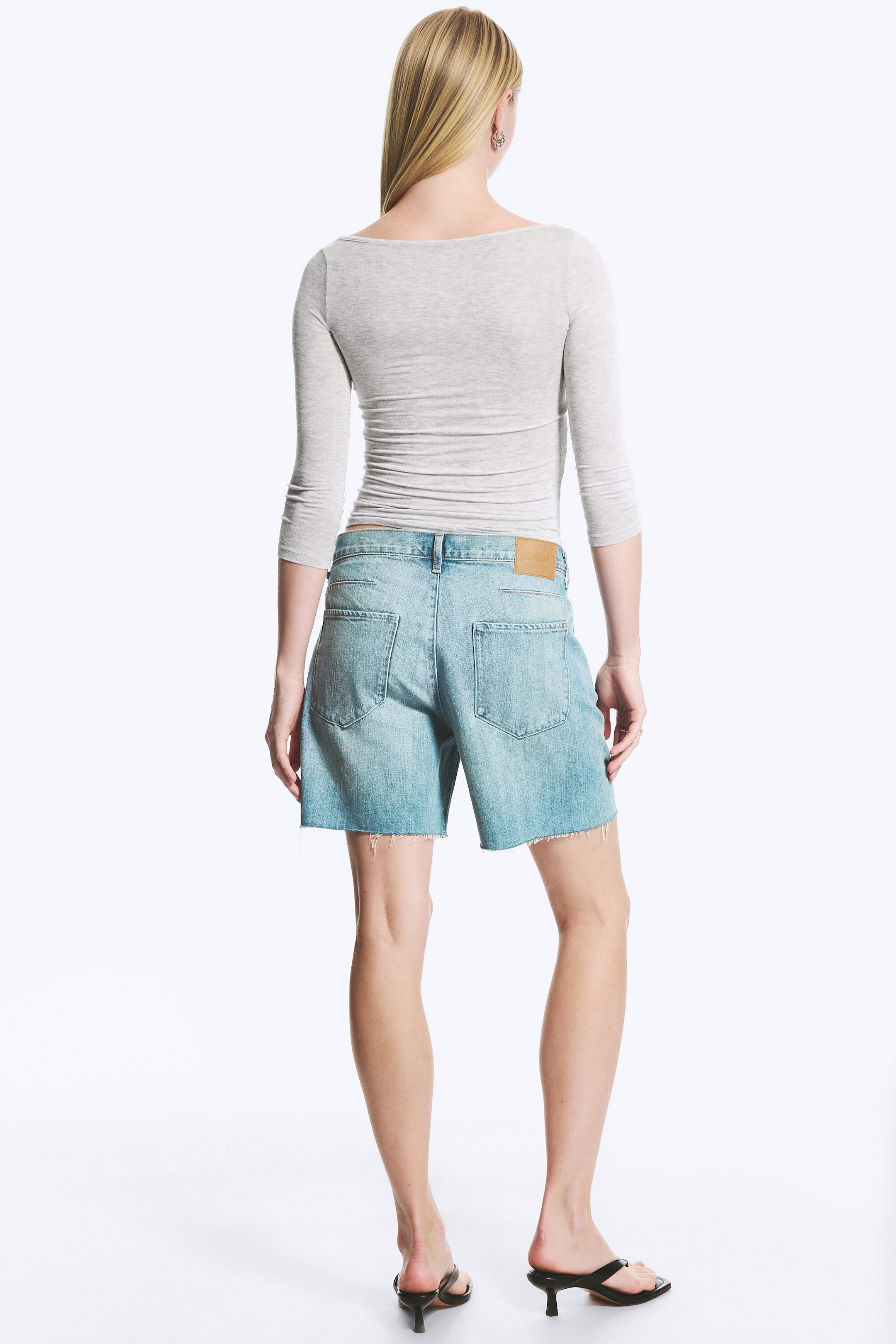 Verwaschenes Hellgrau-Melange - Henley-Shirt mit Dreiviertelärmeln - 3