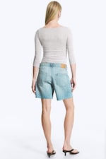 Verwaschenes Hellgrau-Melange - Henley-Shirt mit Dreiviertelärmeln - 3
