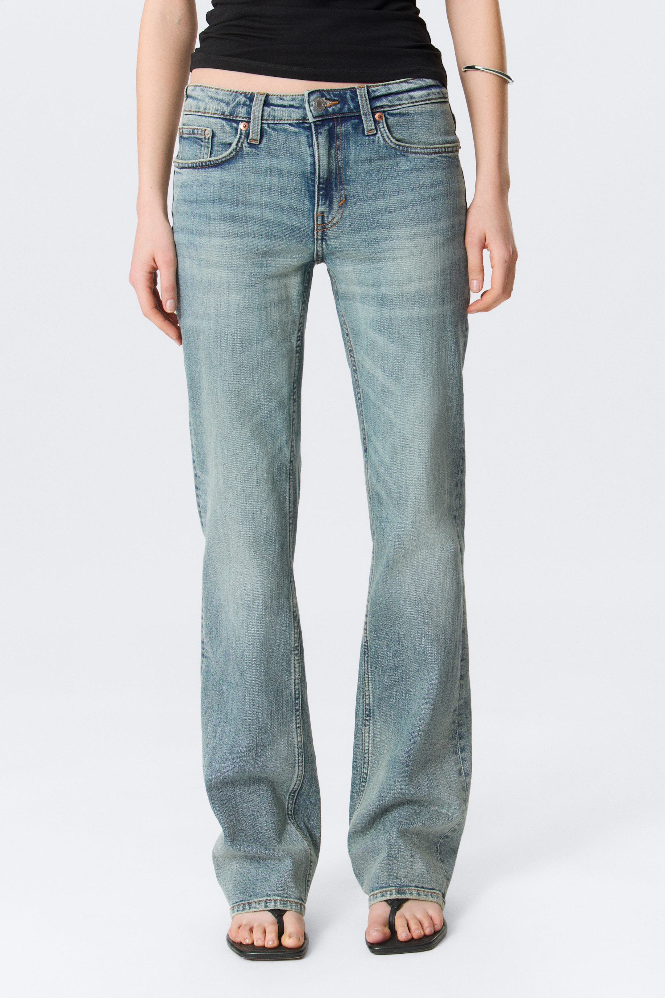 Perseus Blue - Medium Blue - Tension Mid Rise Slim Bootcut Leg Jeans - 2