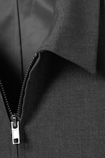 Dunkelgrau meliert - Eng anliegendes Kurzarm-Top mit Reißverschluss - 4