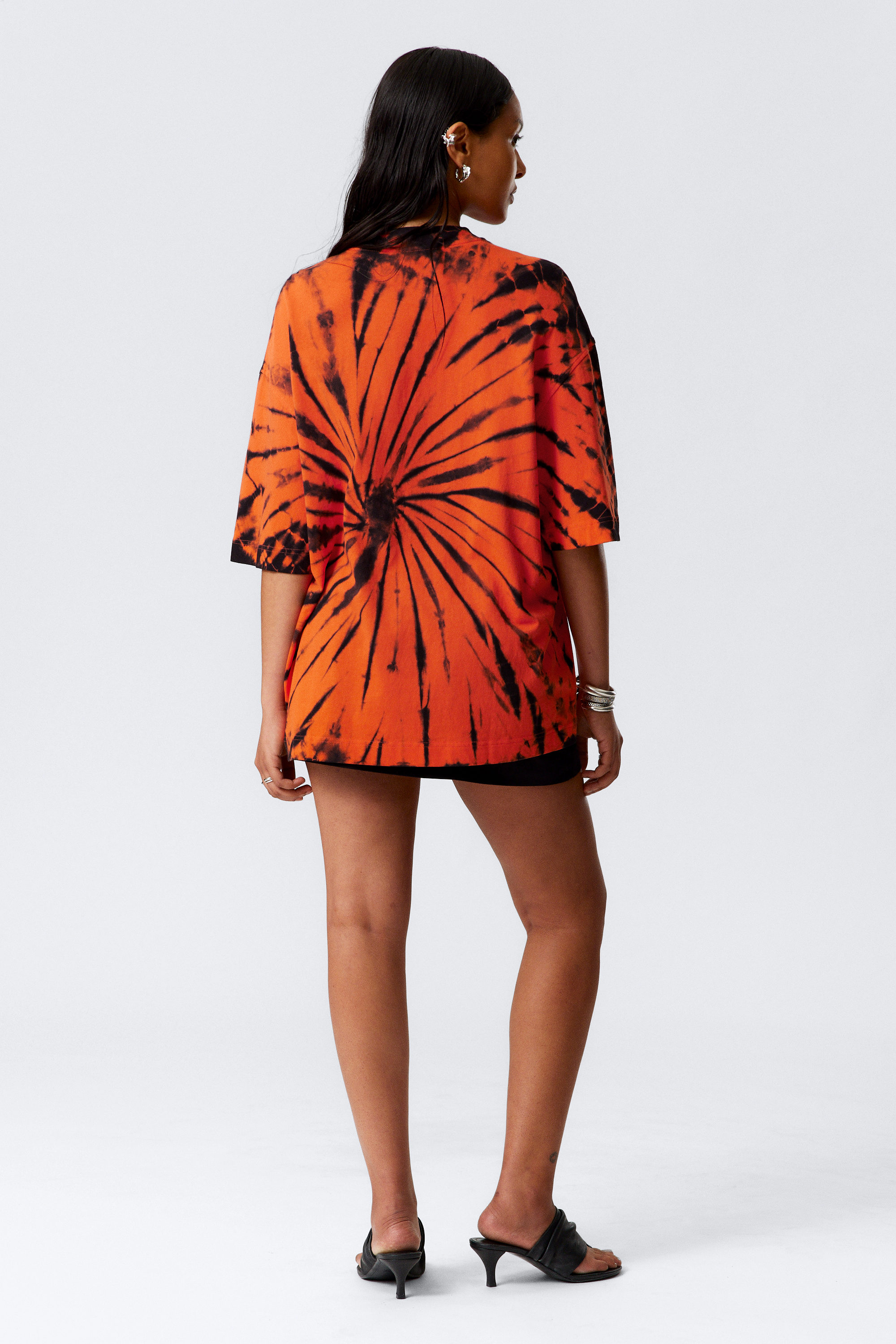 Orange Tie-Dye - Wide Oversized Printed T-shirt - 2