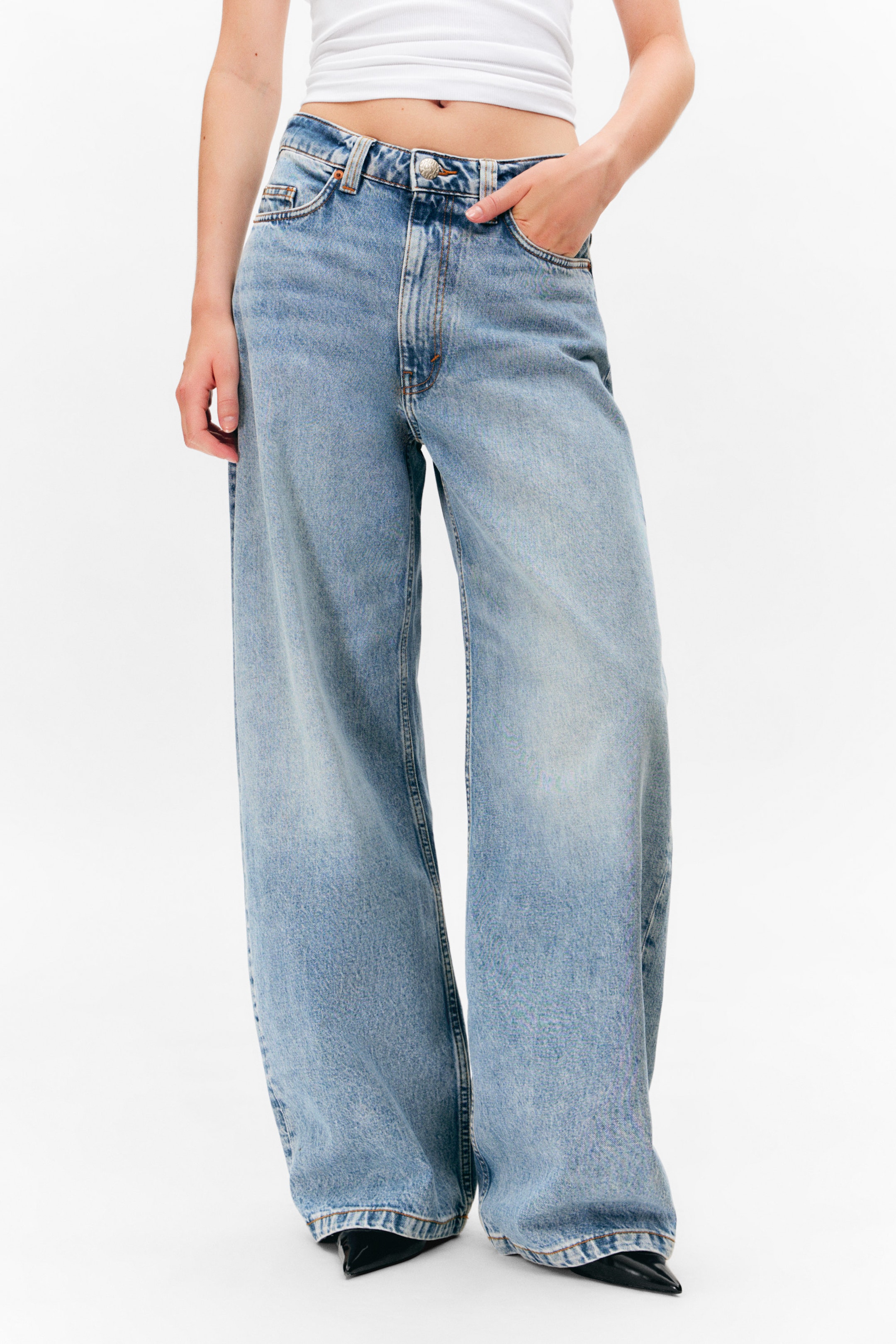 Fresh Blue - Light Blue - Barrel Leg Jeans met hoge taille - 2