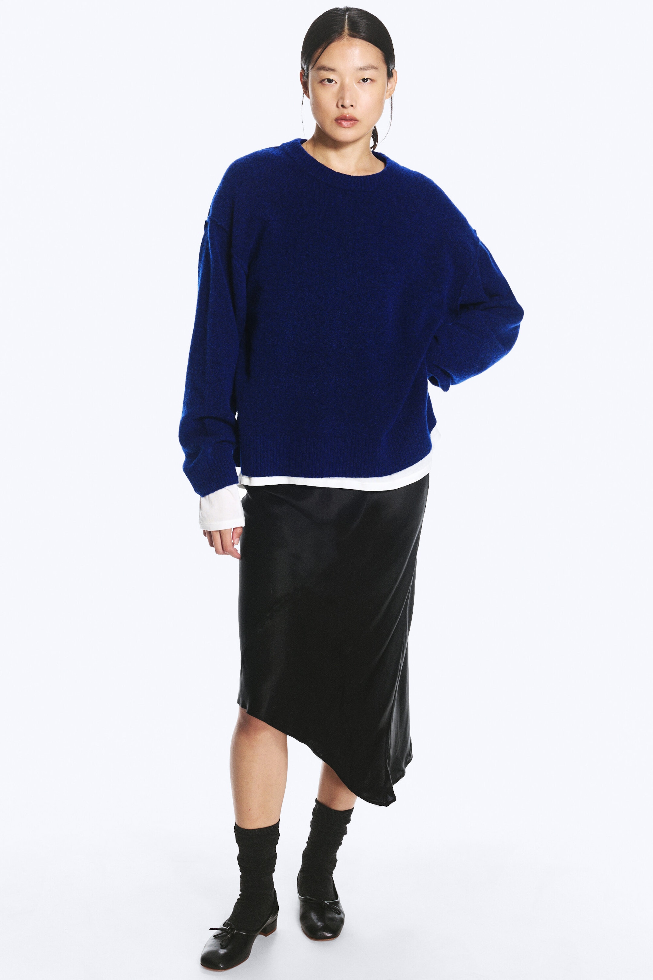 Bleu foncé chiné - Pull en maille décontracté - 2
