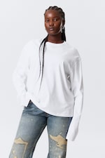 White - Long-Sleeved Boxy Cotton T-shirt - 0