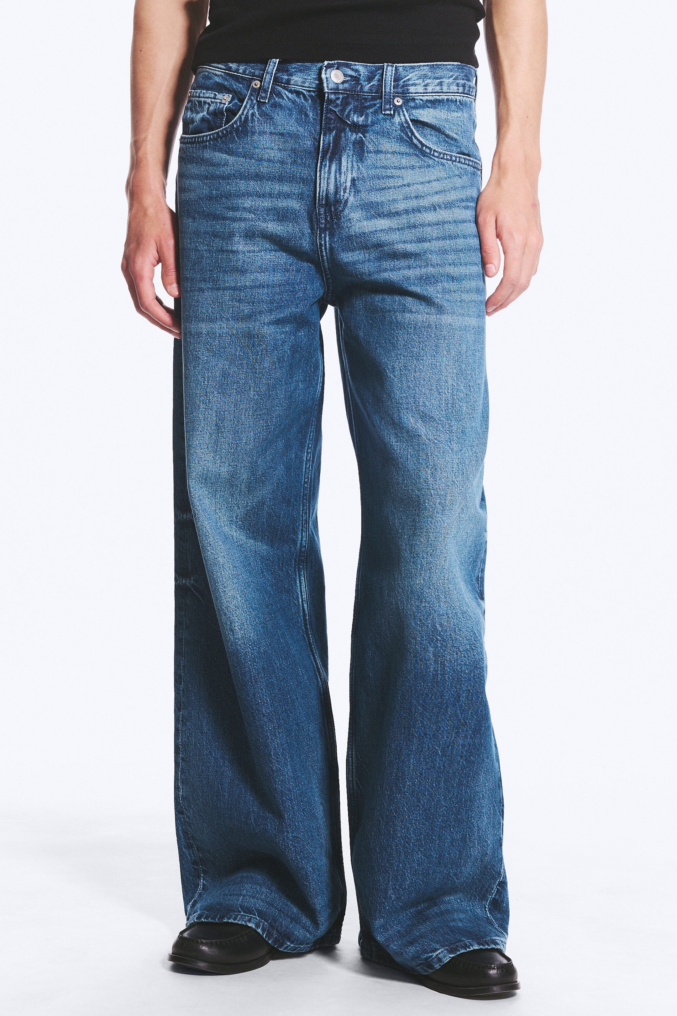 Sailor Blue - Medium Blue - Solar Loose Wide Leg Unisex Jeans - 3