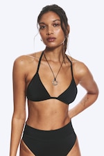 Noir - Haut de bikini triangle décolleté dos nu - 0