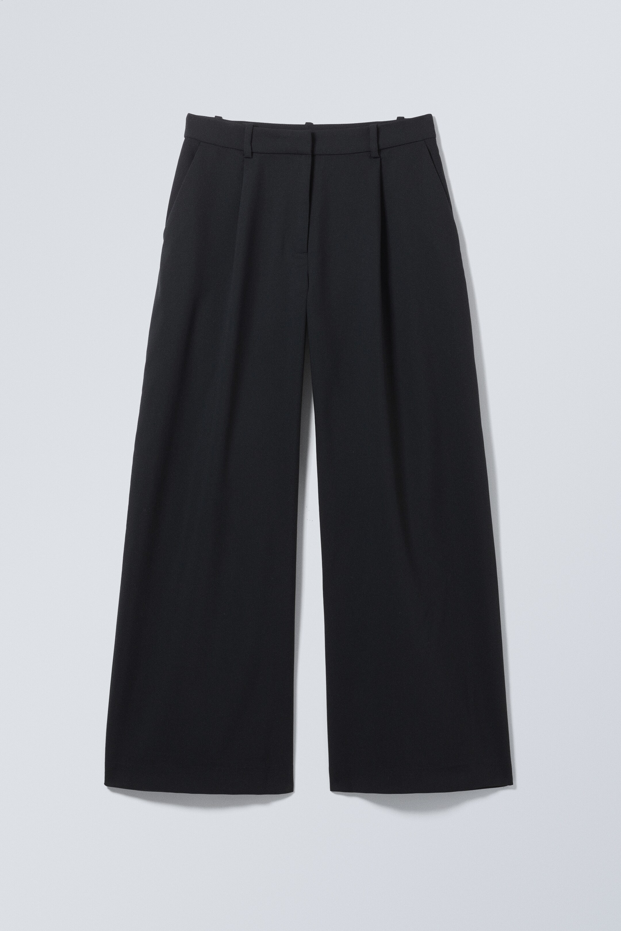 Ingrandisci l'immagine: Low Waist Wide Suiting Trousers - Dark Blue - DONNA | H&M CH 1
