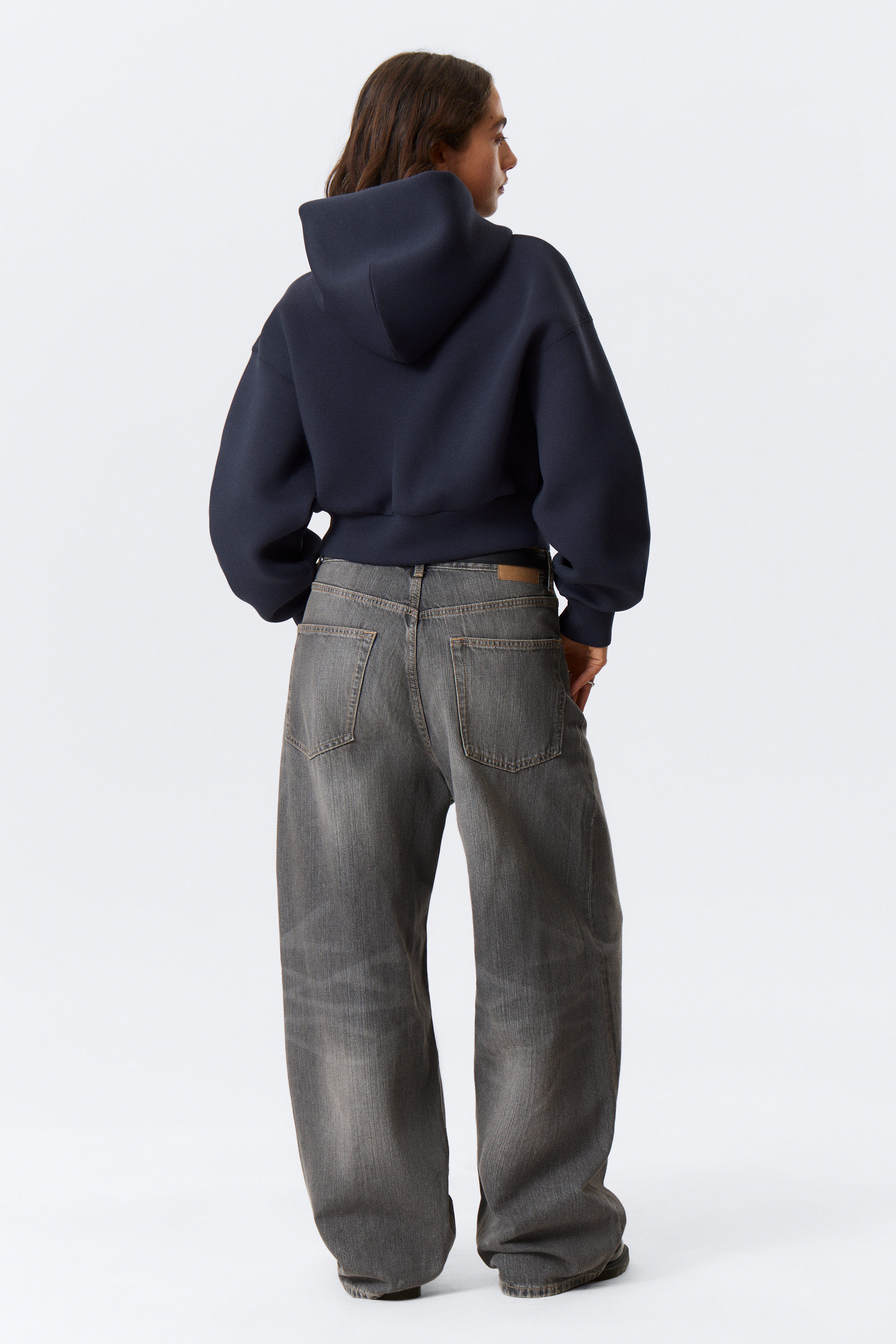 Dark Blue - Loose Fit Scuba Zip Hoodie - 7