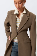 Medium Brown - Long Fitted Single-Breasted Suiting Coat - 2