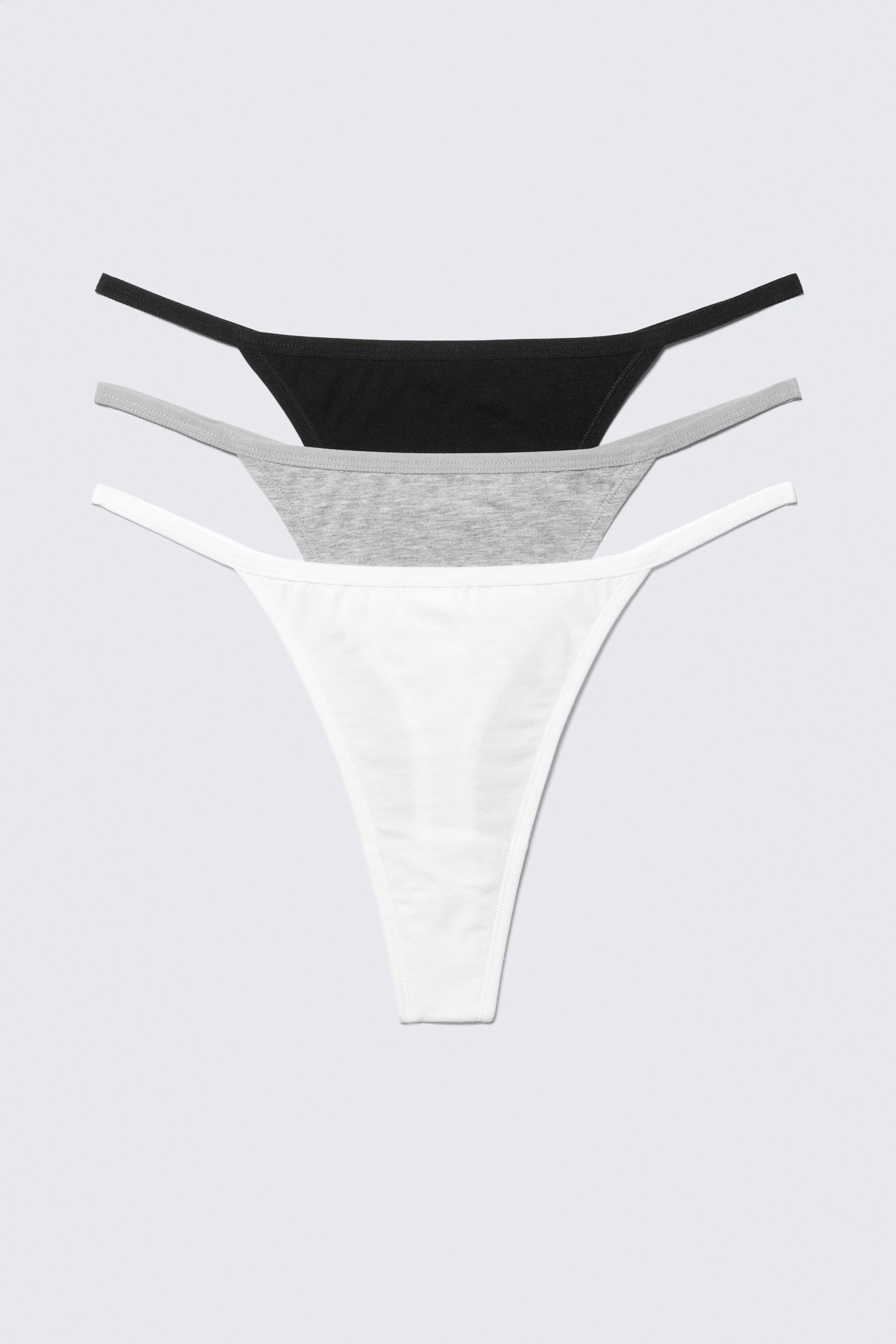 Schwarz/Grau/Weiß - 3er-Pack Tangas aus weicher Baumwolle - 4