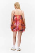 Red & Orange - Calypso Flower - Sleeveless Balloon Mini Dress - 3