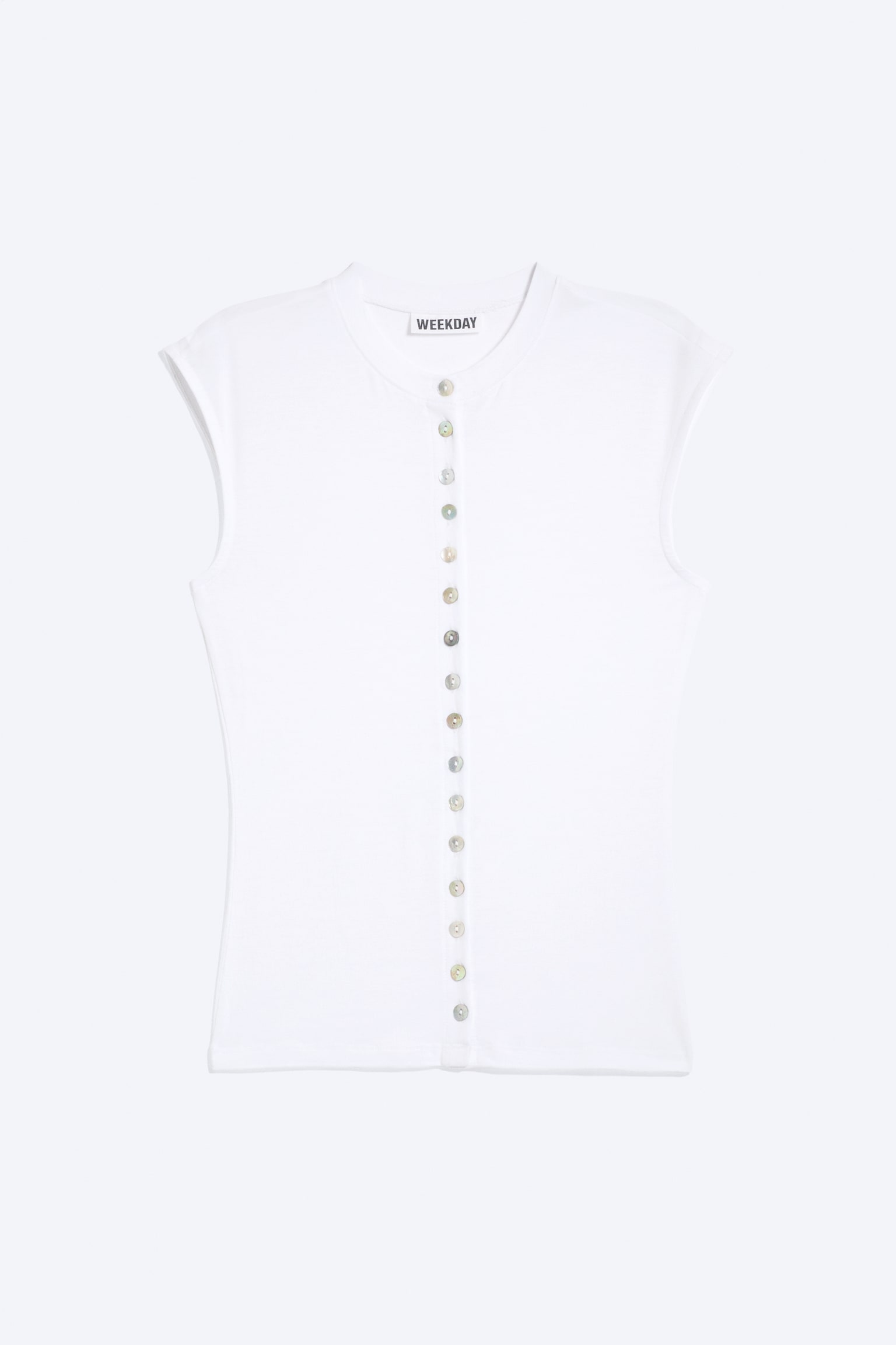 Τοπ Με Μαργαριταρένια Κουμπιά - Λευκό - Κουμπιά-Πέρλες/Μαύρο - Κουμπιά Μαργαριταριού - 1