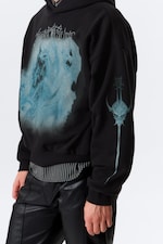 Schwarz - Drache - Quadratischer Graphic-Hoodie mit lockerer Passform - 2