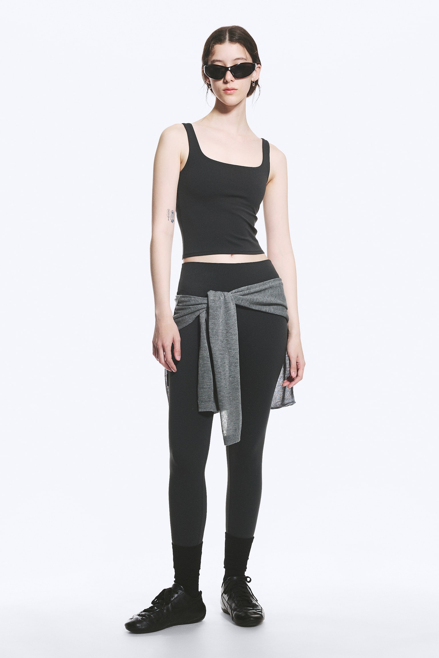 Top deportivo cropped - Gris oscuro/Negro/Gris jaspeado claro/Marrón oscuro - 3