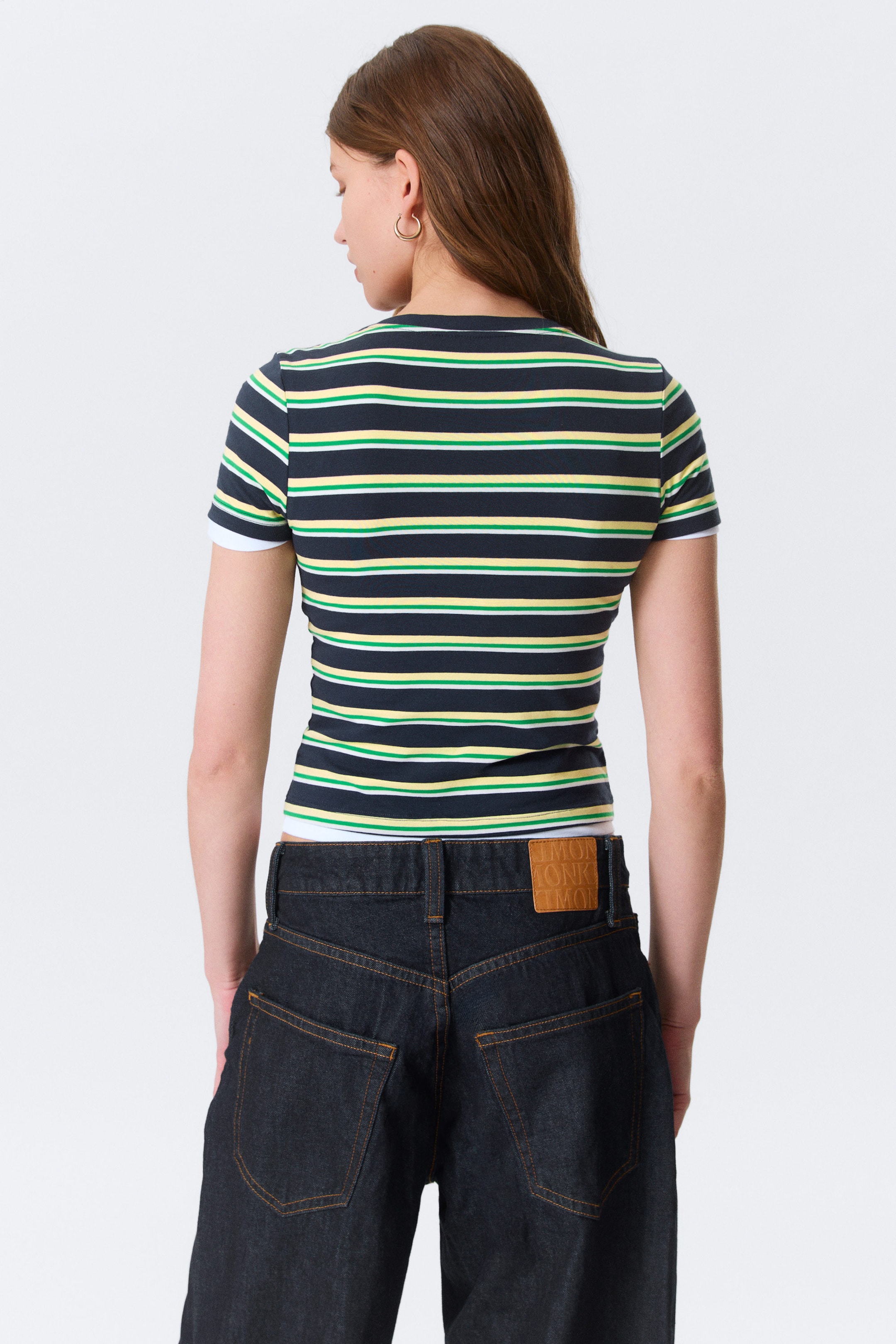 Navy/Green Stripe - Tight Mini T-shirt - 2