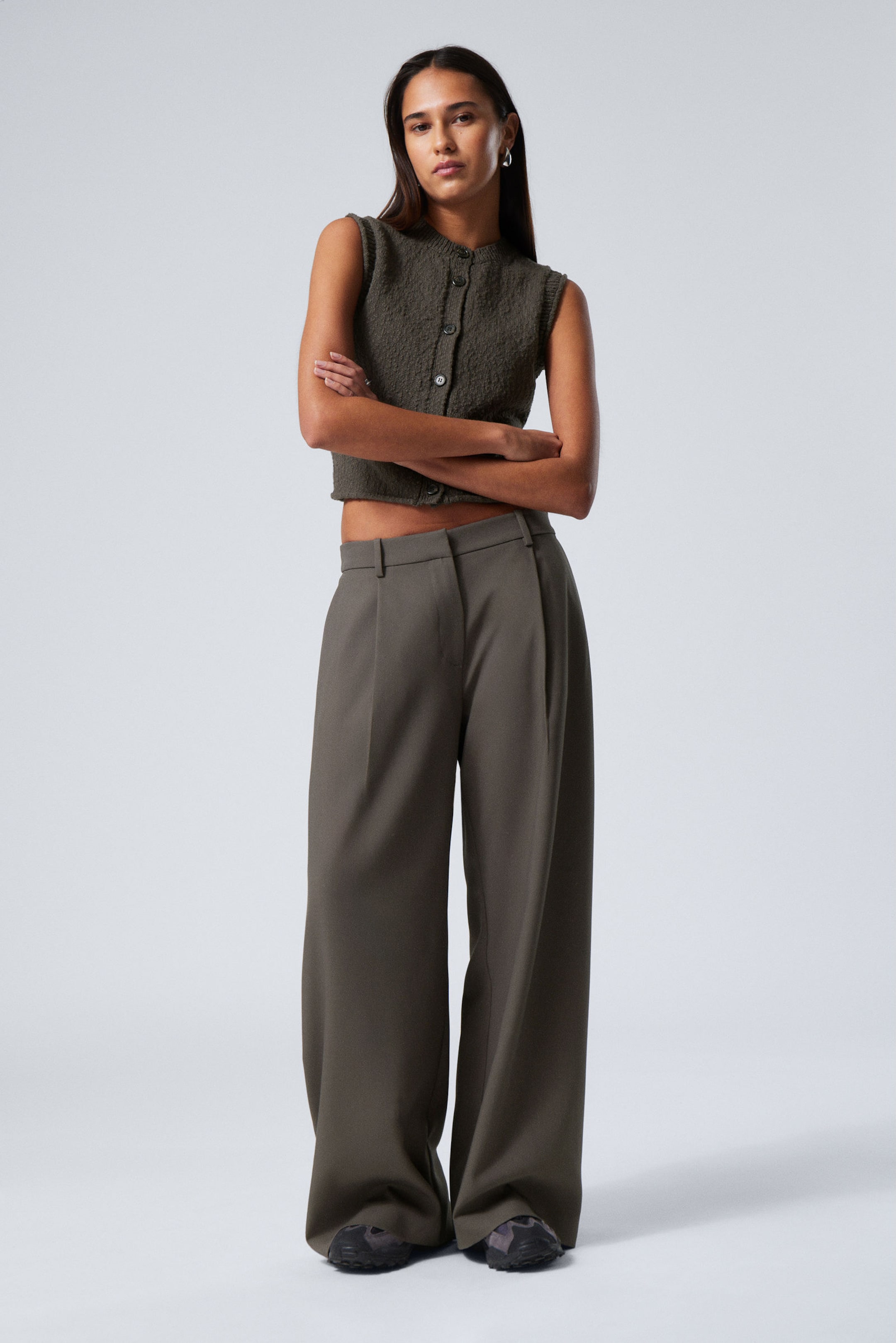 Dark Mole - Low Waist Wide Suiting Trousers - 1