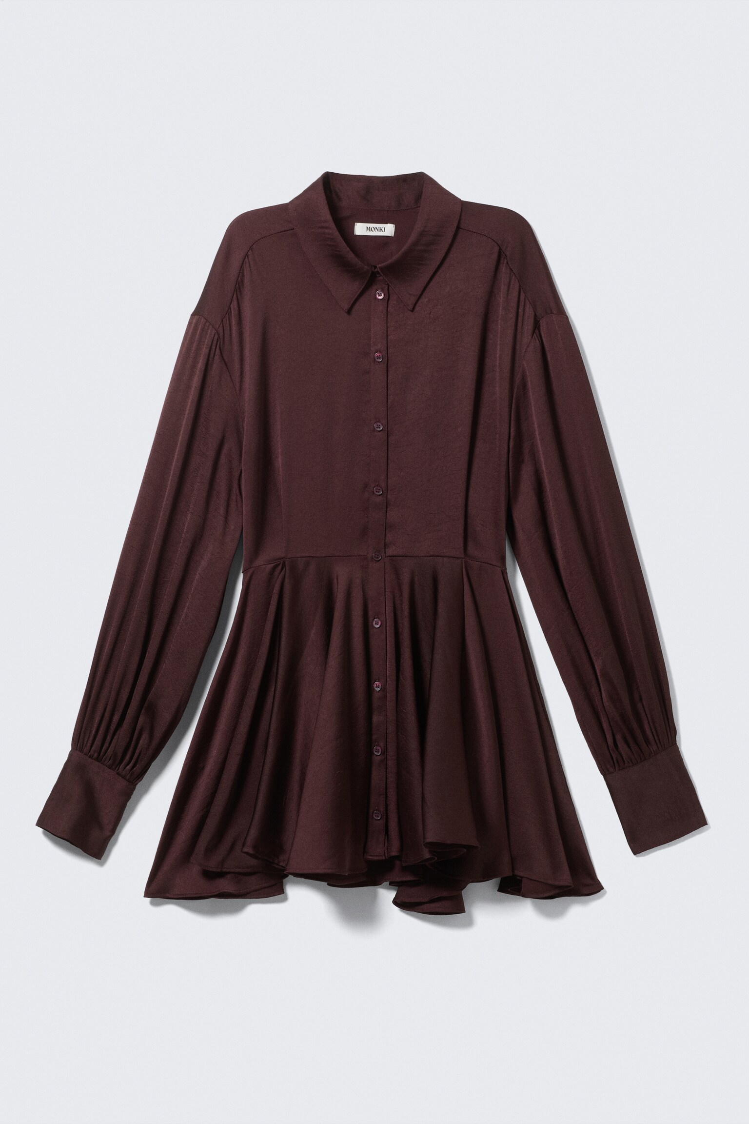 Long-Sleeved Fit-and-Flare Mini Dress - Dark Plum - 2