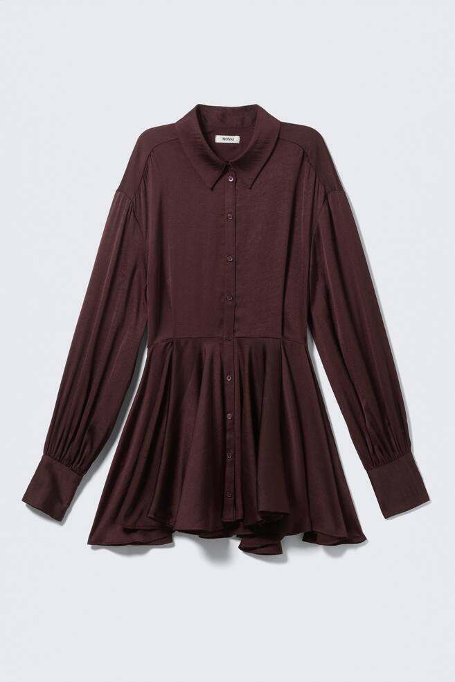 Robe courte ajustée et évasée à manches longues - Prune - 1