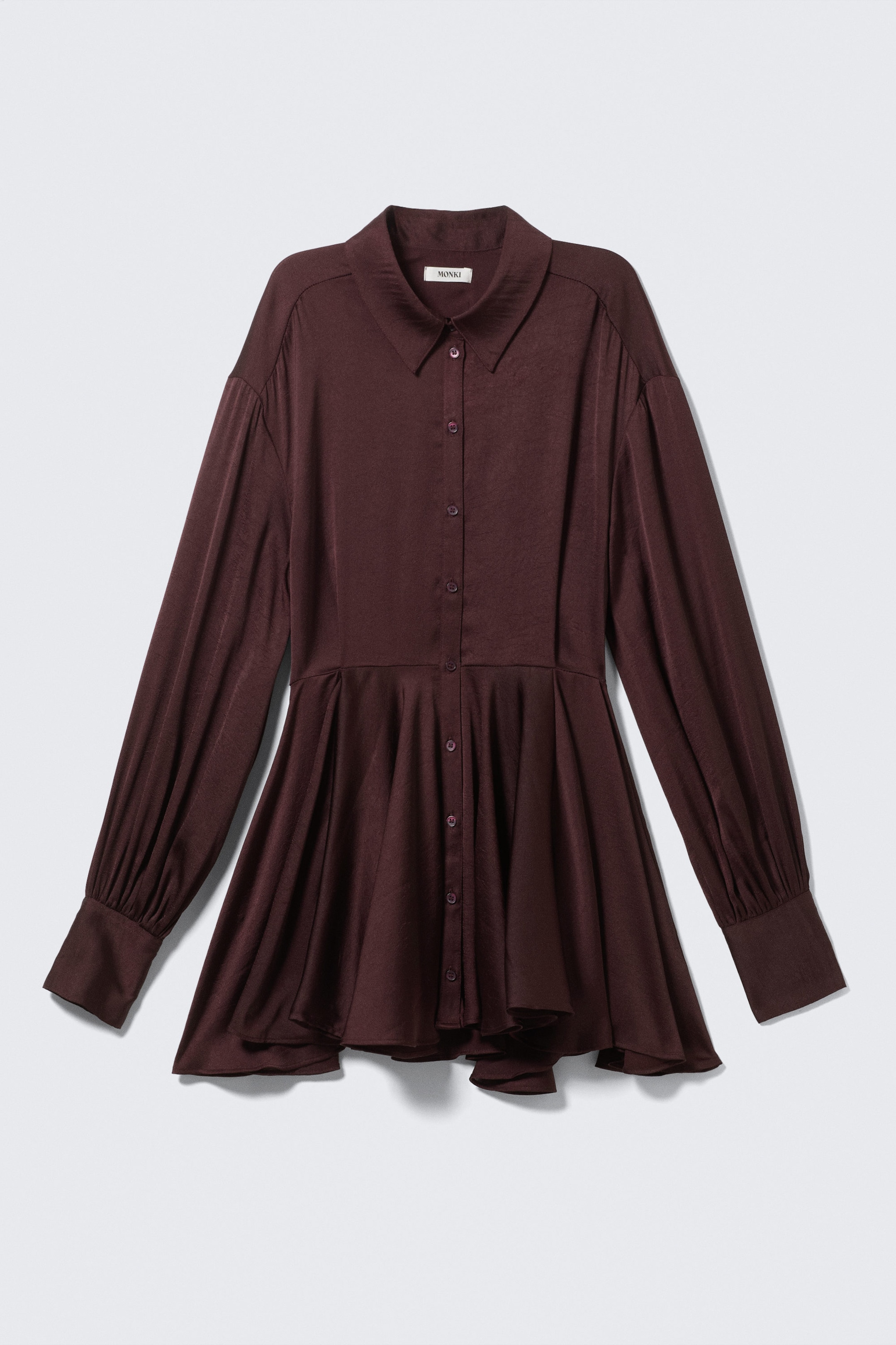 Mörk plommon - Långärmad fit-and-flare miniklänning - 4