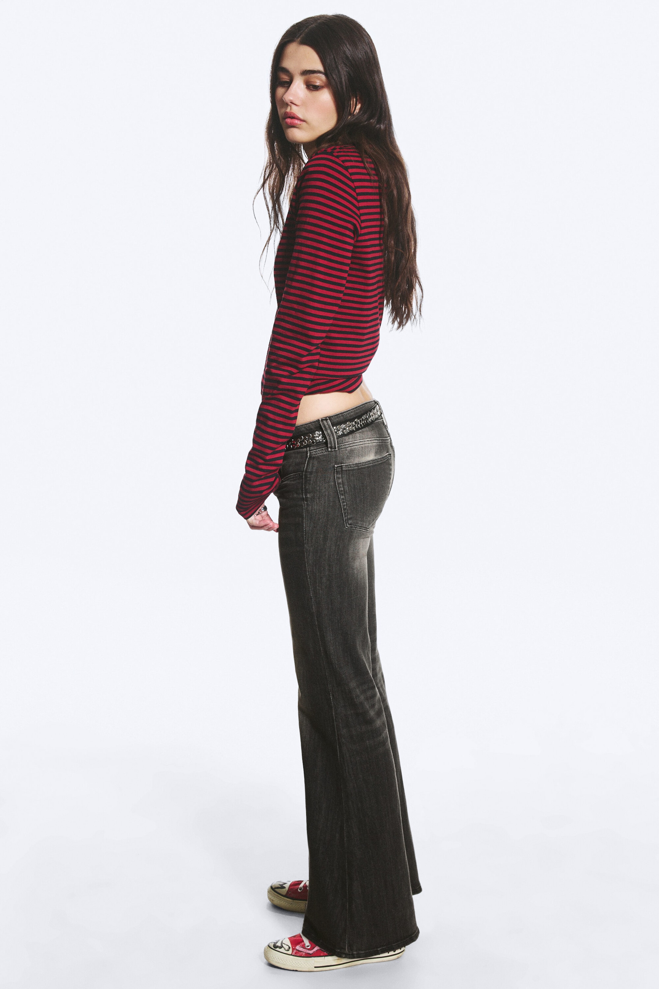 Mustard Black - Black - FLARE LOW RISE FLARED SKINNY JEANS - 1