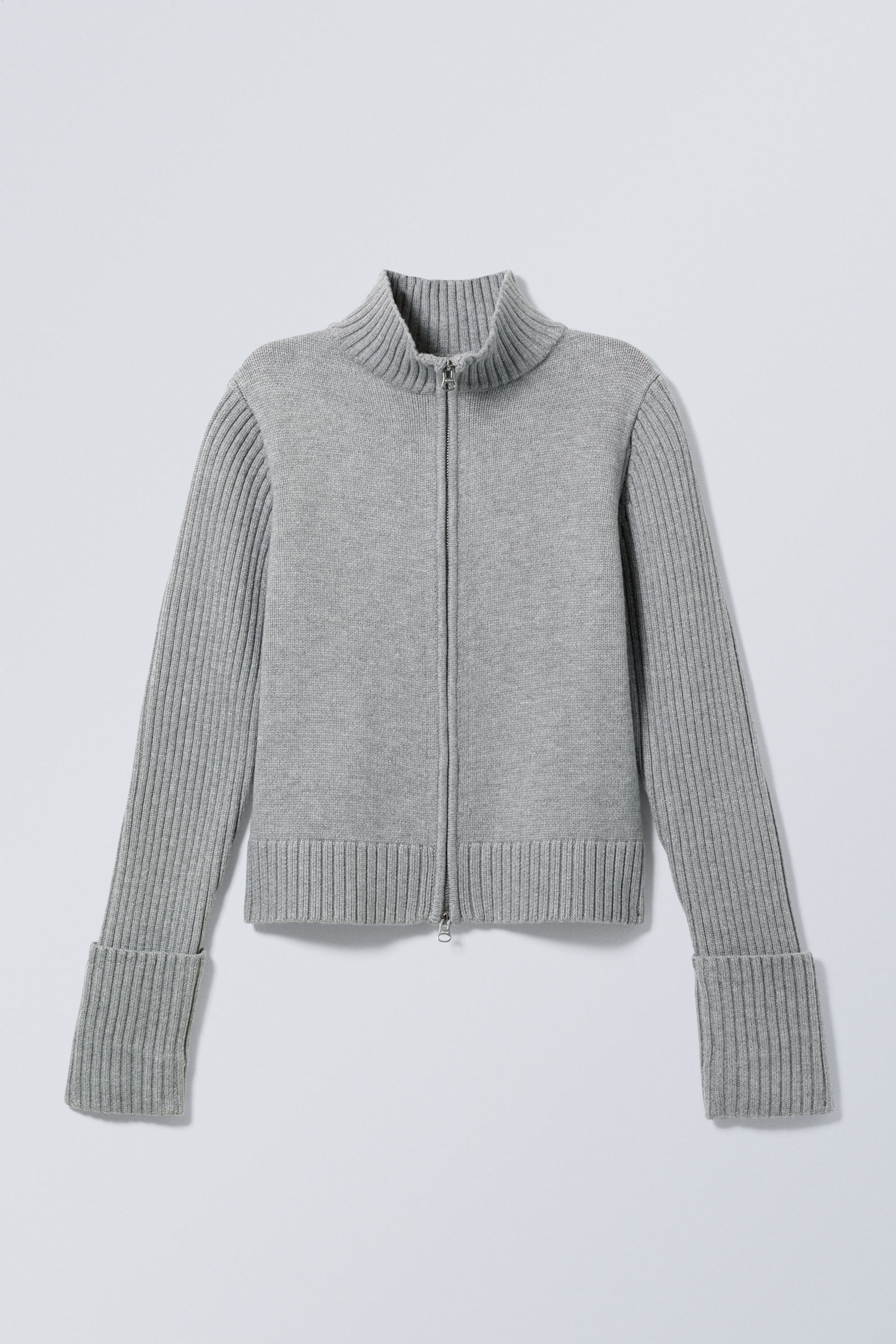 Graumeliert - Strickjacke mit Reißverschluss Winona - 0