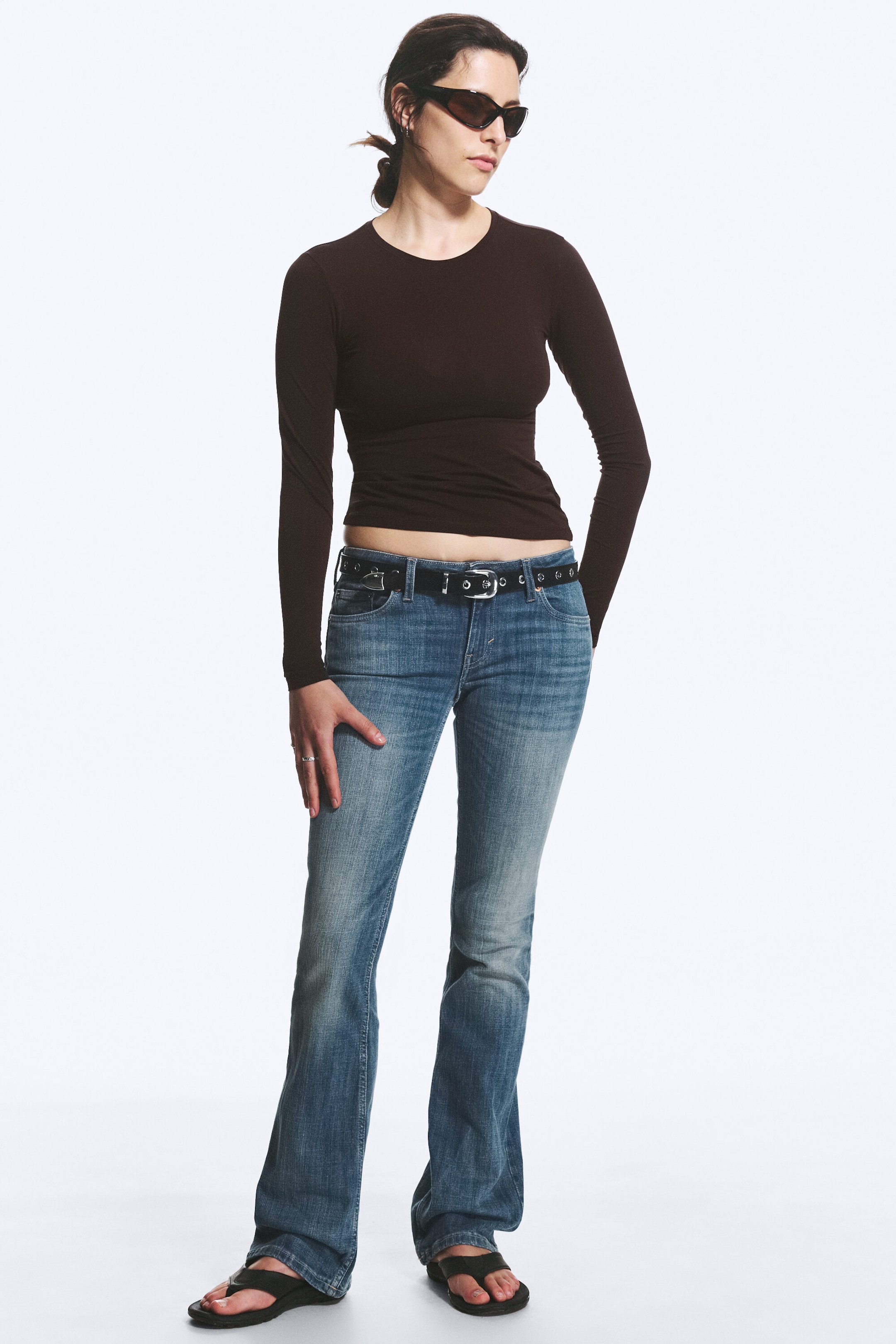 Dark Brown - Slim Fitted Long Sleeve - 2