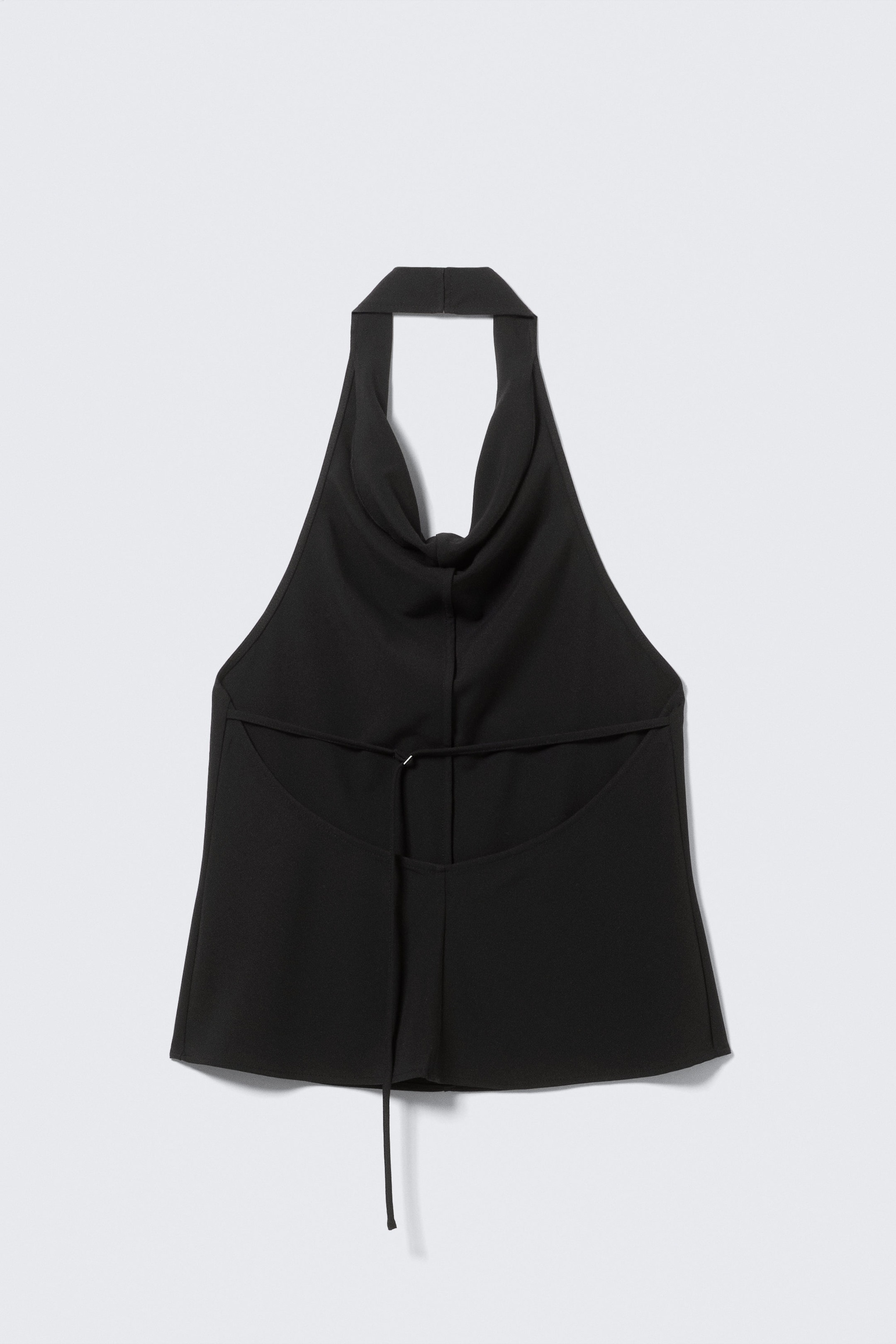 Black - Draped Halter Cowl-Neck Top - 2