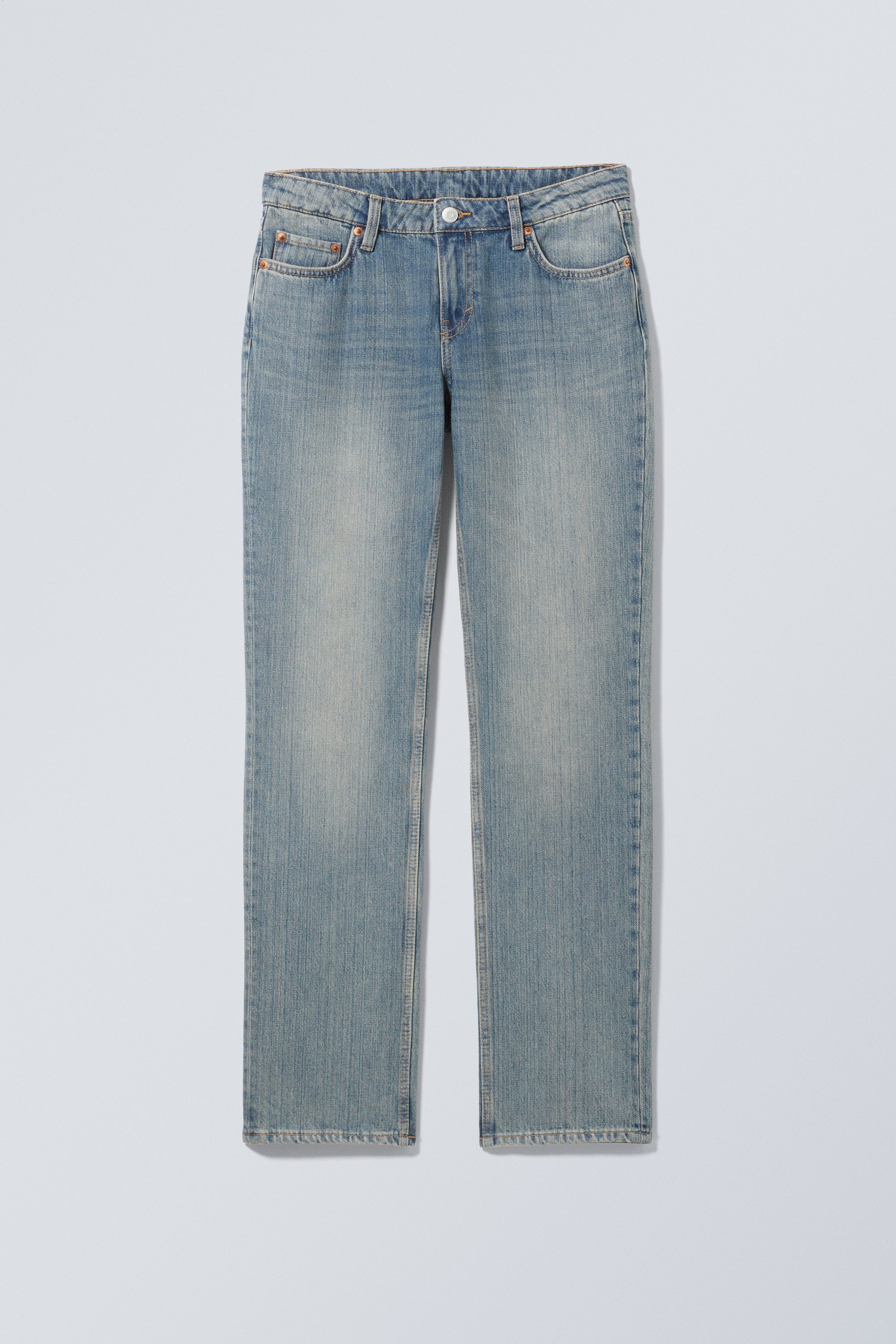 Trove Blue - Mellanblå - Nail Low Waist Slim Straight Leg Jeans - 1