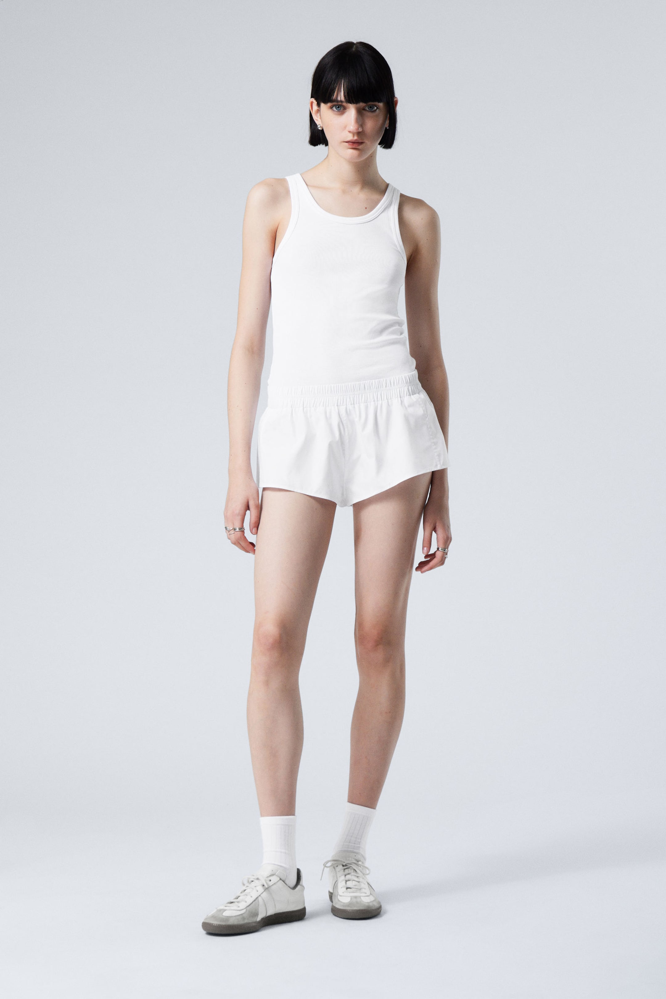 White - Mini Cotton Shorts - 2