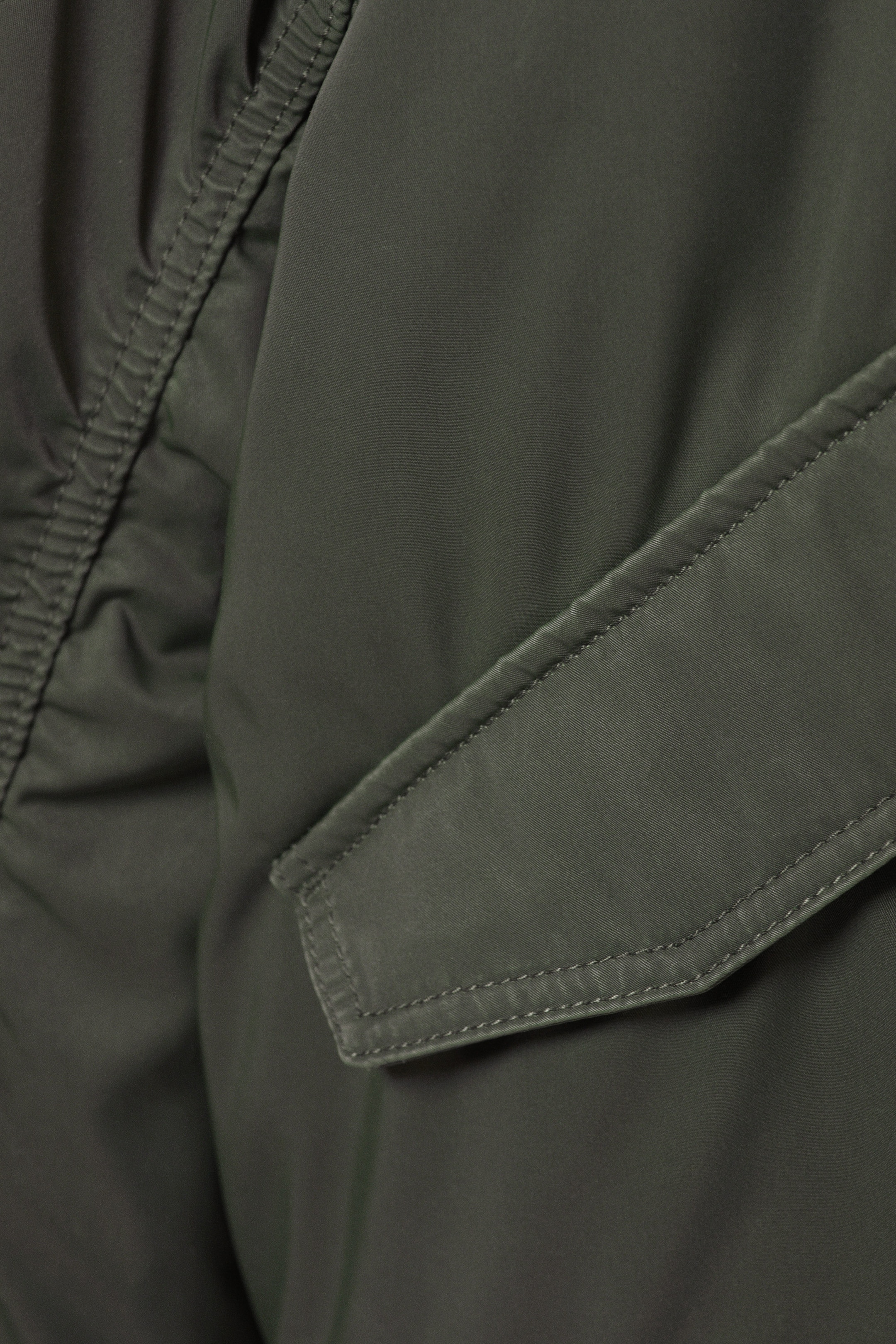 Dark Khaki Green - Oversized Twill Bomber Jacket - 5