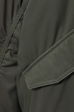 Dark Khaki Green - Oversized Twill Bomber Jacket - 5