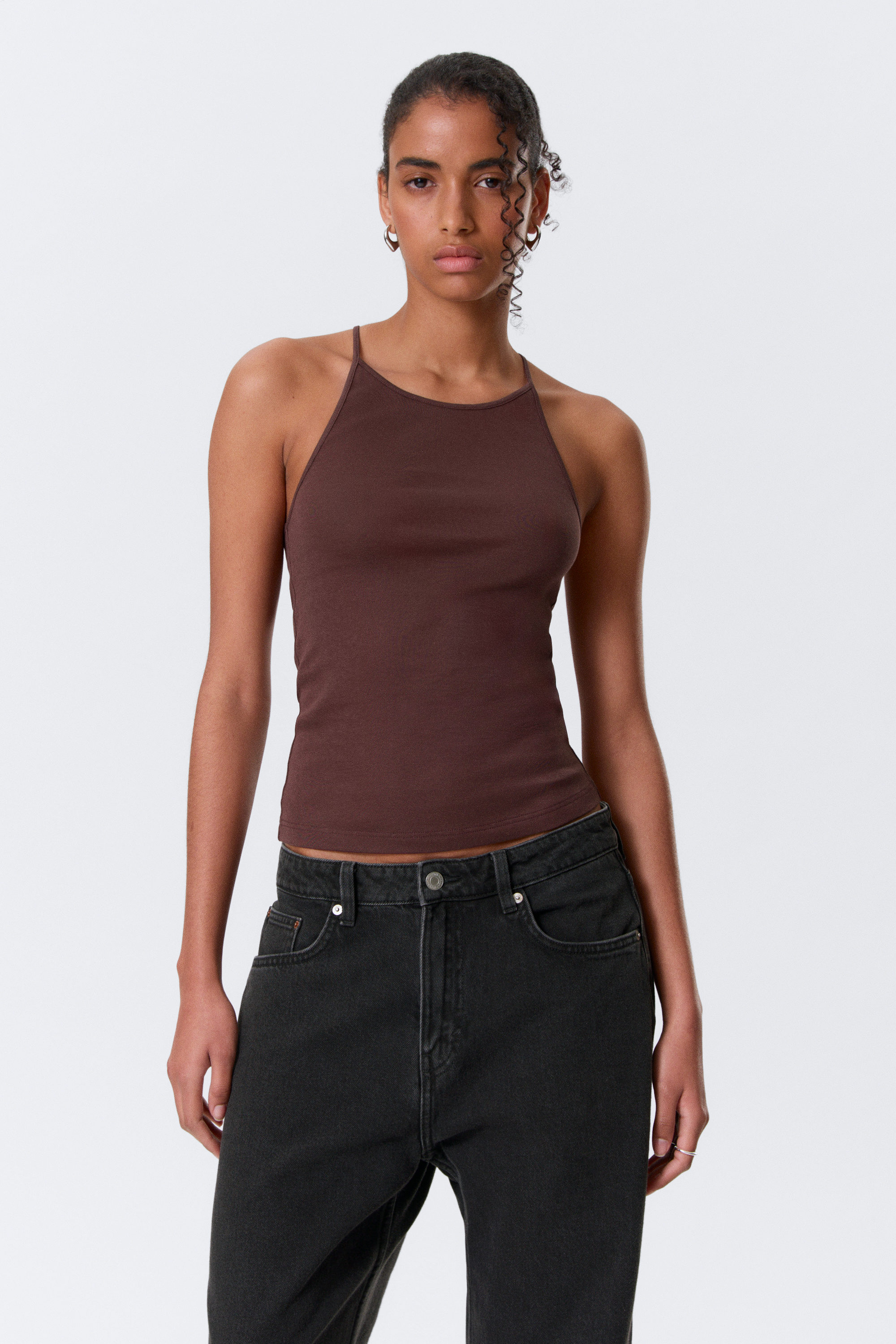 slim fit one-shoulder tank top - Black | Weekday EU