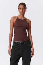 Burgunderrot - Schmal geschnittenes Racerback-Tanktop - 0