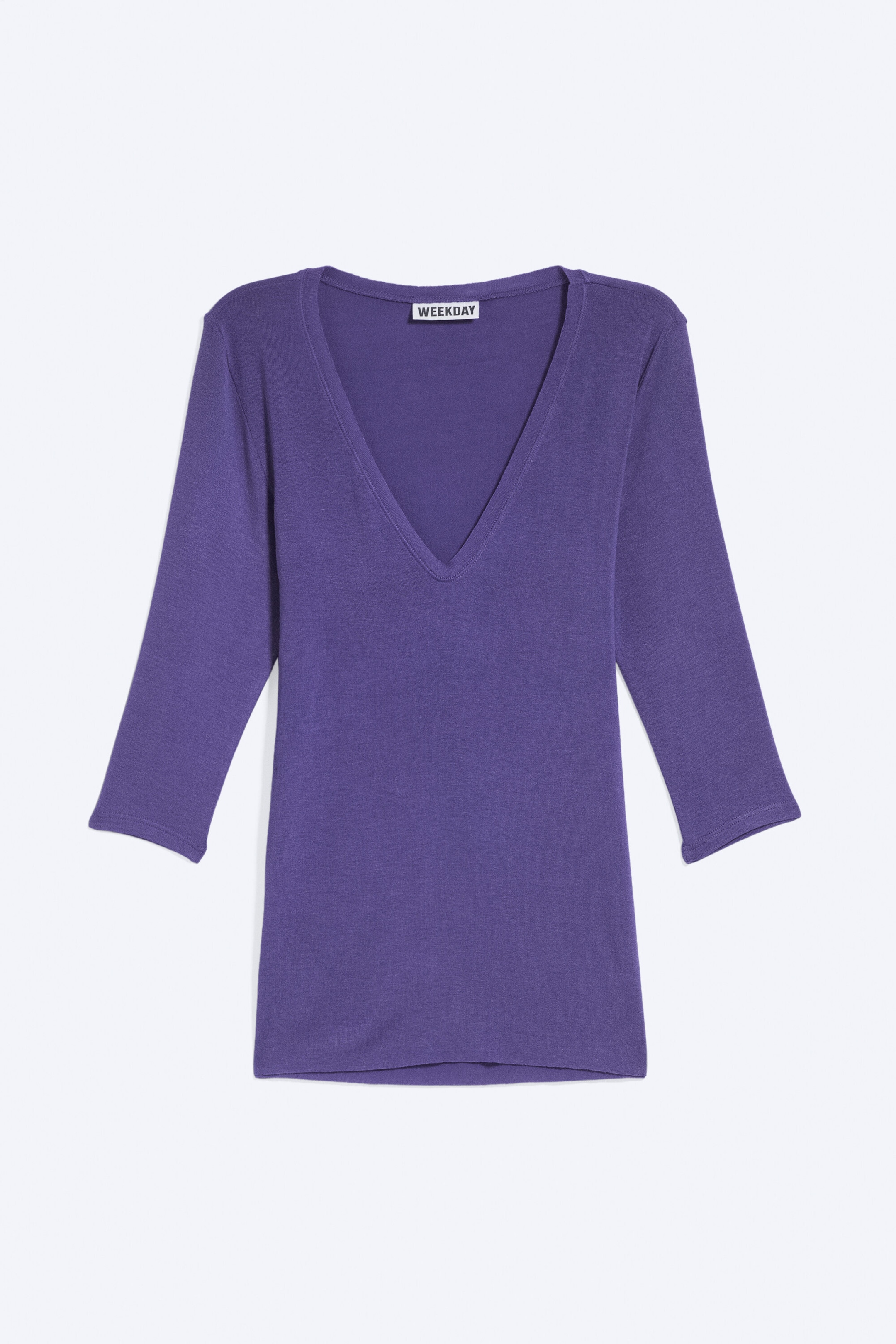 Lilac - Top mit tiefem V-Ausschnitt und Dreiviertelärmeln - 0