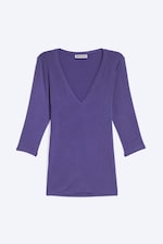 Lilac - Top mit tiefem V-Ausschnitt und Dreiviertelärmeln - 0