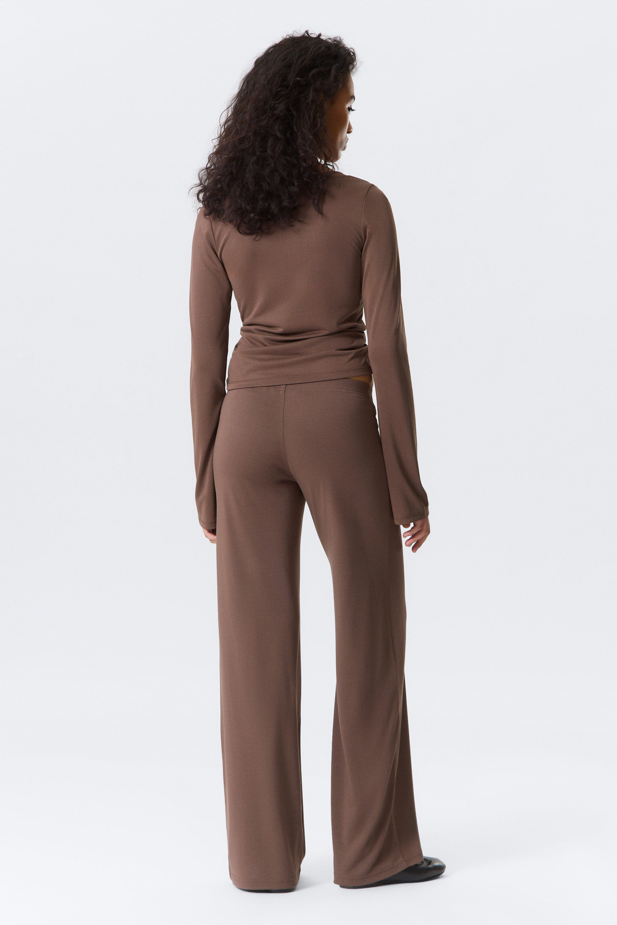 Washed Mole - Soft Low Rise Loose Wide Leg Trousers - 3