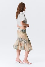 Beige - Snakeskin-patterned - Low Rise Mermaid Midi Skirt - 6