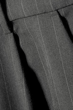 Striped Dark Grey Melange - Loose Fit Barrel Leg Suiting Trousers - 4