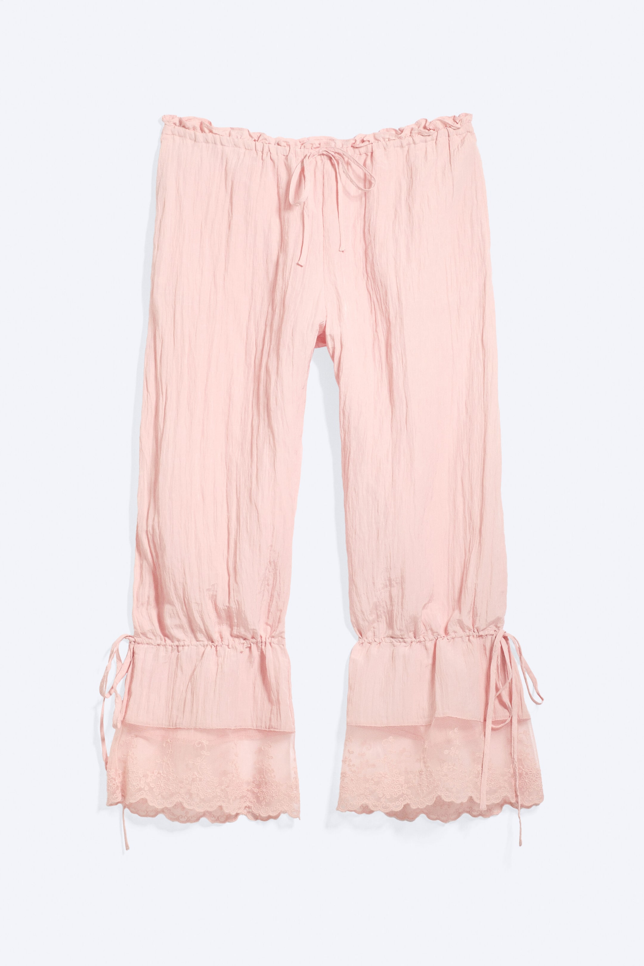 Light Dusty Pink - ROSABEL LOW RISE LOOSE LACE-TRIM BLOOMERS - 0