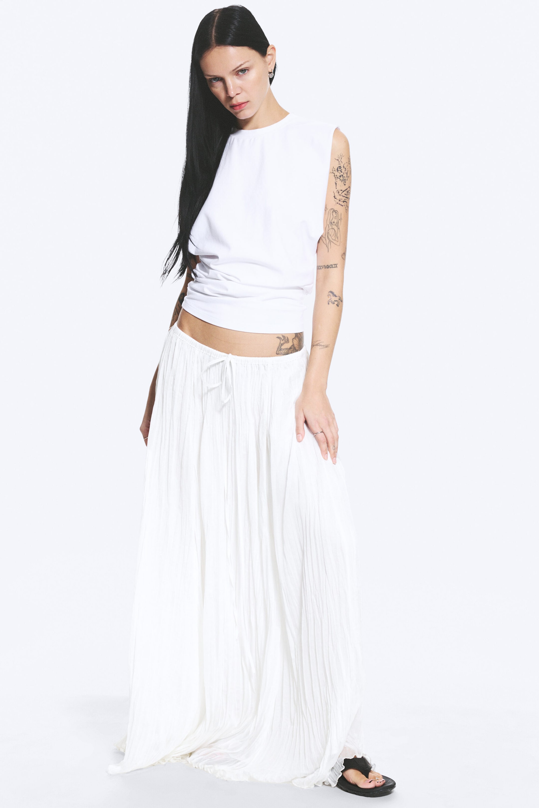 Dusty White - Crinkled Maxi Skirt - 1
