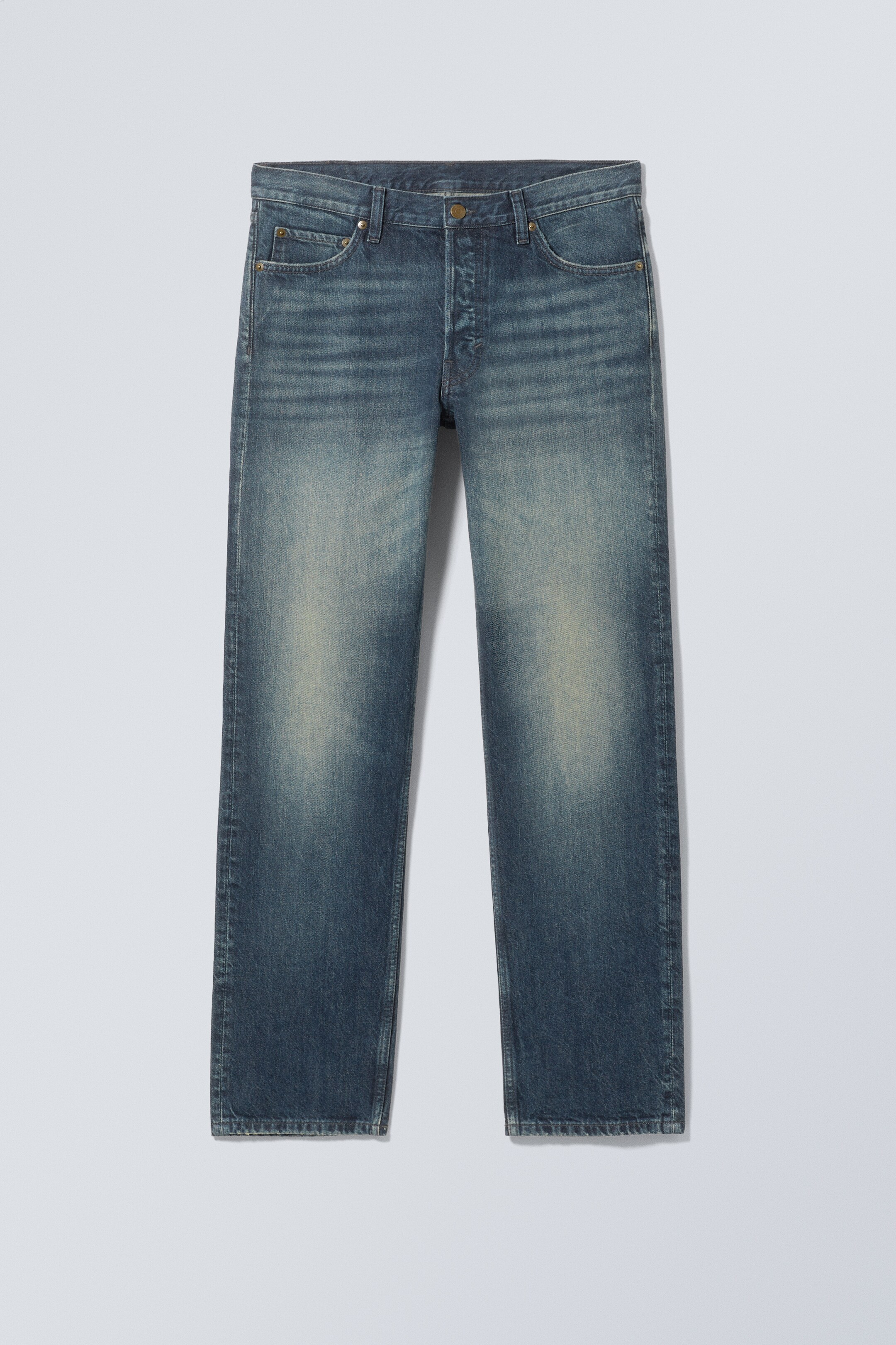 Προβολή μεγαλύτερης εικόνας: Klean Regular Straight Leg Jeans - Deep Cyan - Medium Blue - Men | H&M GR 1