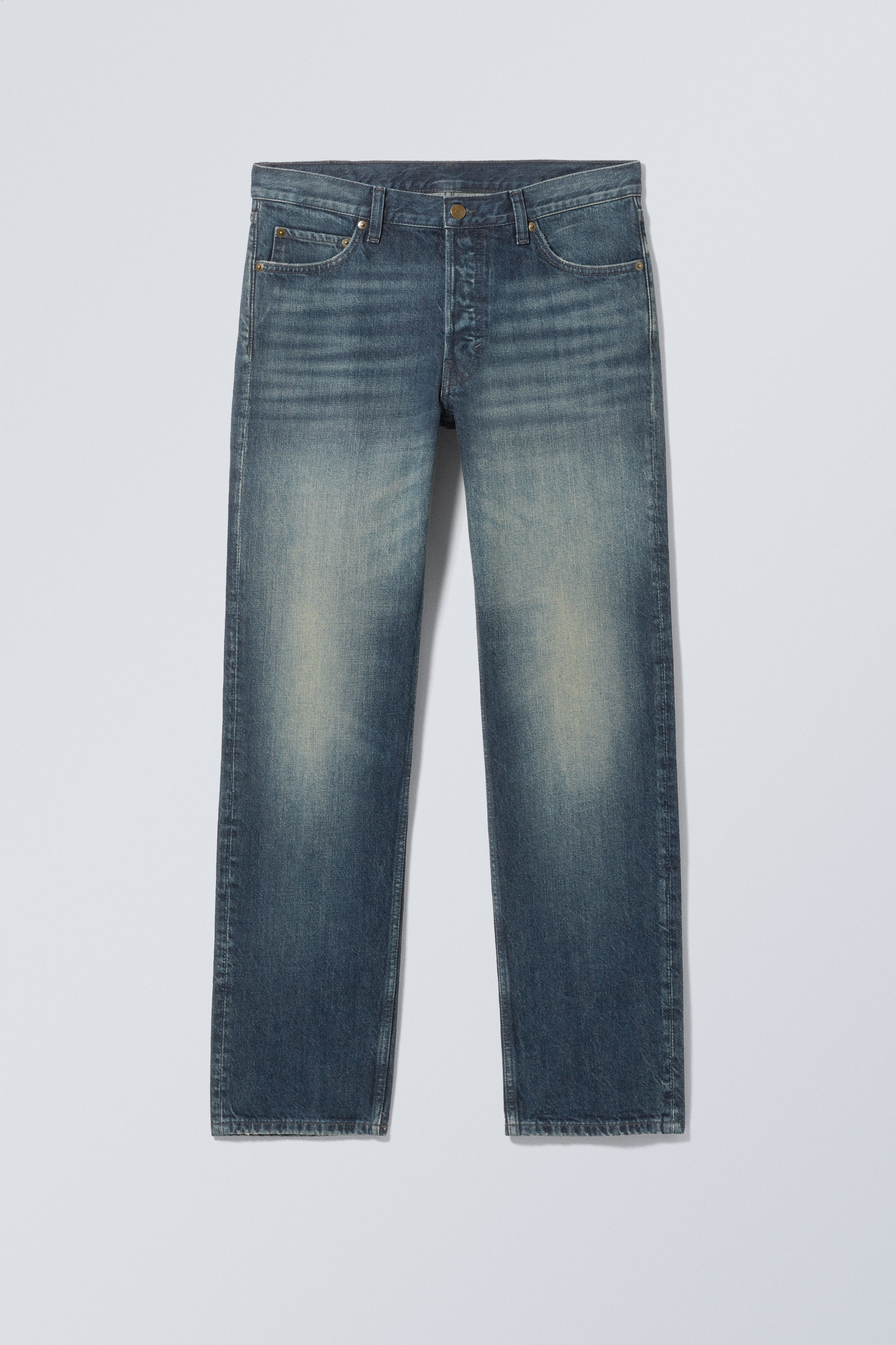 Deep Cyan - Mittelblau - Klean Mid Waist Regular Straight Jeans - 0