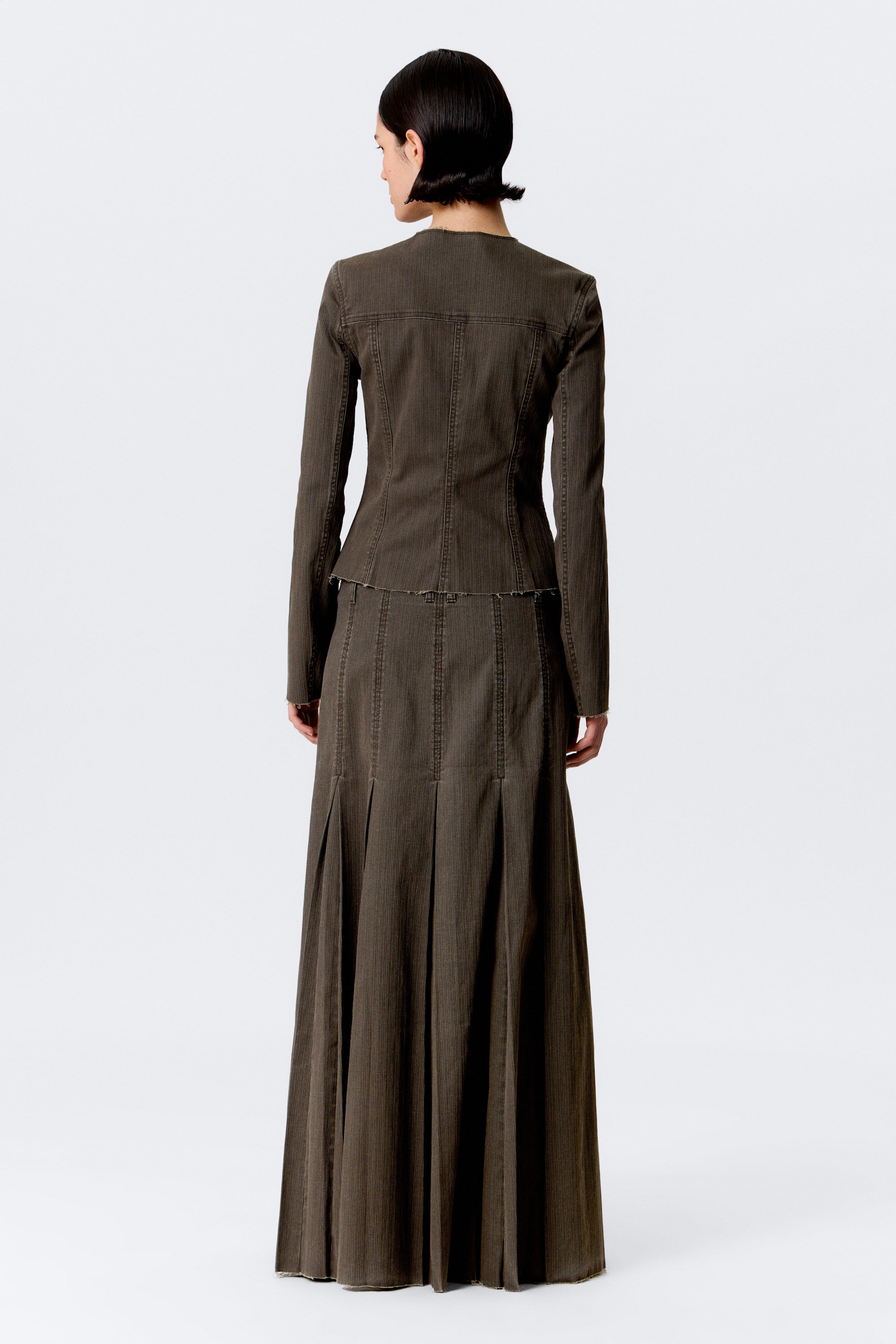 Striped Dark Grey - Lean Frayed Cotton Jacket - 3