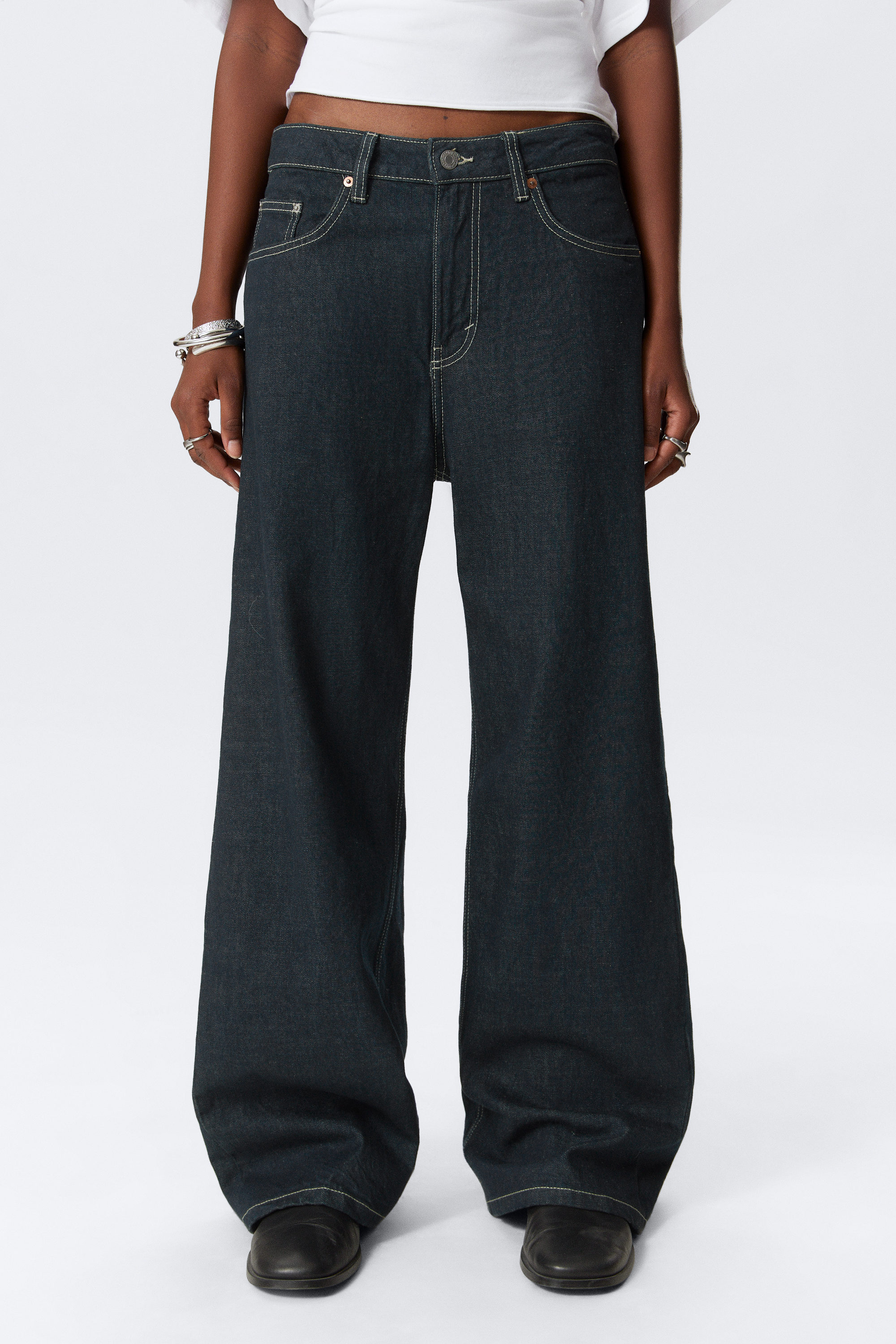 Blue Rinse - Dark Blue - Missy Low Rise Loose Straight Leg Jeans - 2