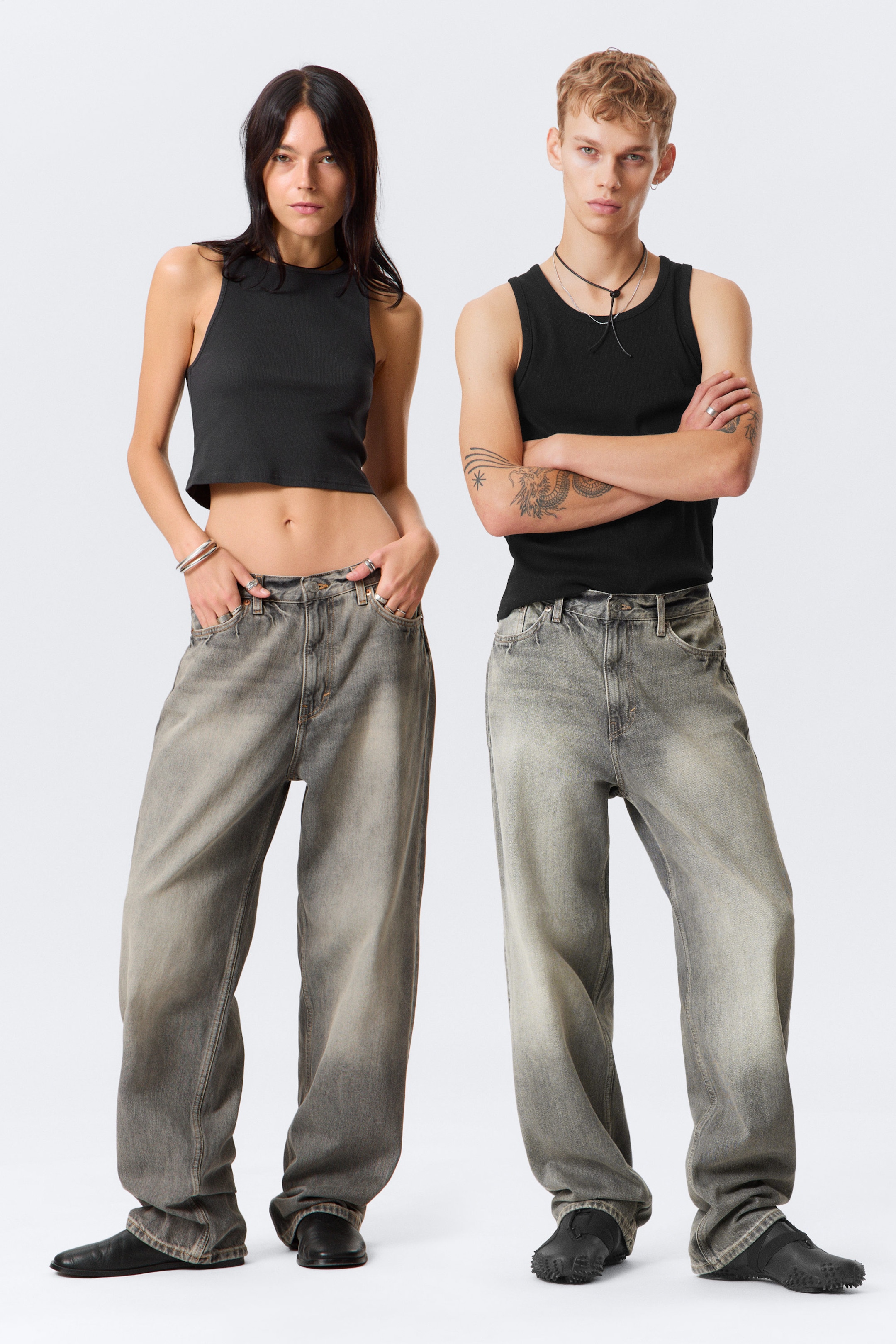 Canyon Grey - Mittelgrau - Galaxy Mid Waist Loose Straight Leg Jeans - 1