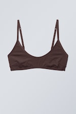 Dark Plum - Inez Scooped Cotton Bralette - 0