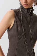 Dark Grey - Slim Curvy Zip Mini Dress - 1