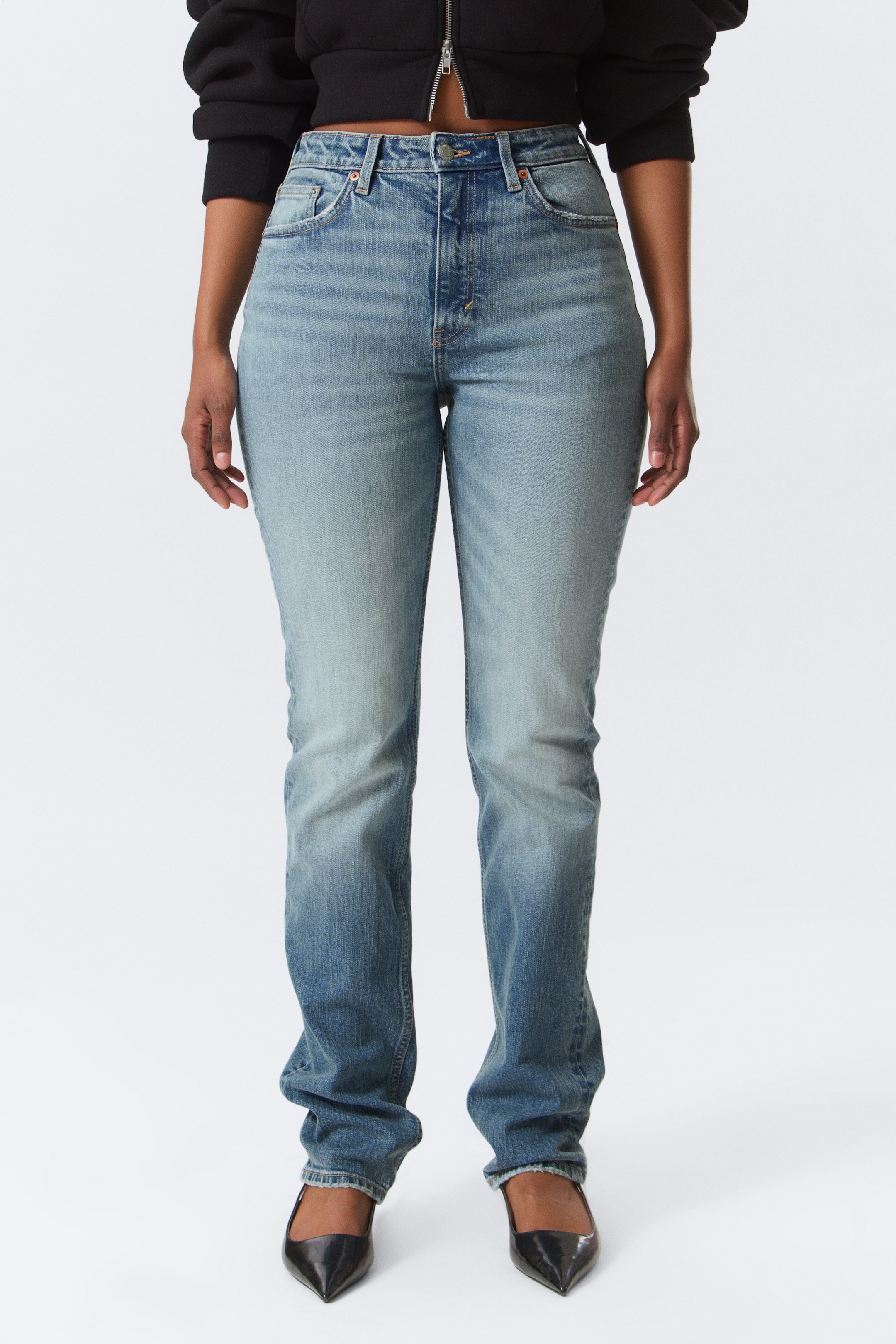 Blue Horses - Medium Blue - Vega Curve High Waisted Slim Leg Jeans - 2